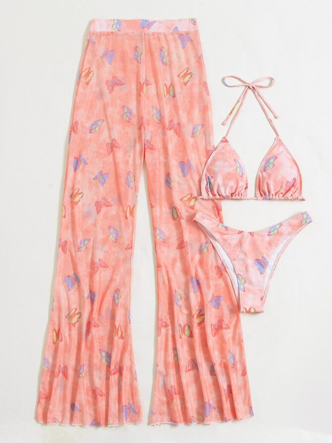 3-Piece Bikini Swimsuit & Cover Up Pants